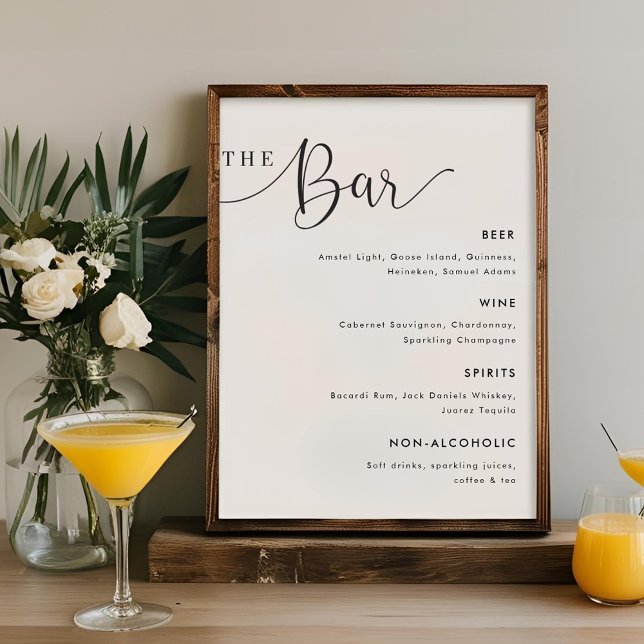 Modernes Calligrafy Wedding Bar Menu Sign Poster (Von Creator hochgeladen)
