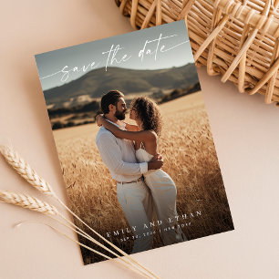 Modernes Calligraphy Boho QR Code Foto Save The Date