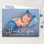 Modernes Calligraphy Heart Baby Foto Vielen Dank Postkarte<br><div class="desc">Modernes Minimalistisches einfaches Schriftzeichen Herz New Baby Foto Danke Postcard</div>