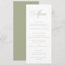 Modernes Calligraphy Script Sage Green Wedding Men Menükarte