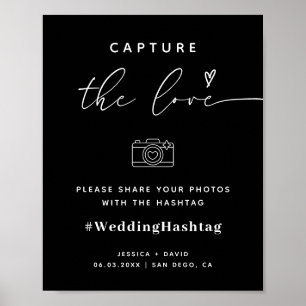 Modernes Capture der Liebe Hochzeitshashtag-Zeiche Poster
