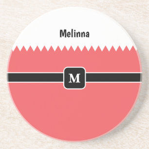 Modernes Carmine Red Holiday Monogram Getränkeuntersetzer
