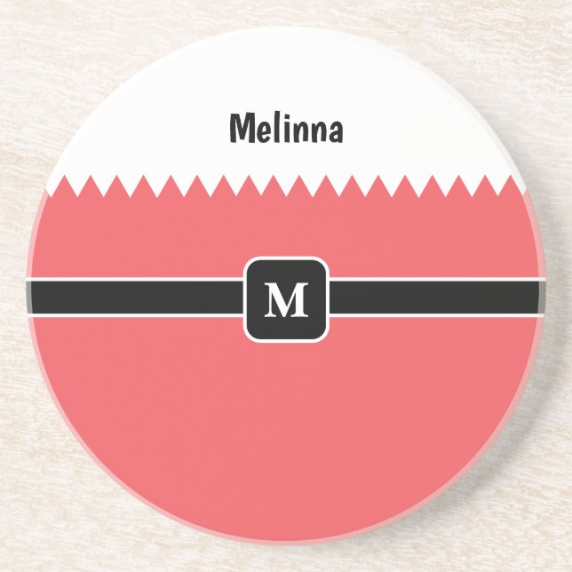 Modernes Carmine Red Holiday Monogram Getränkeuntersetzer (Vorne)