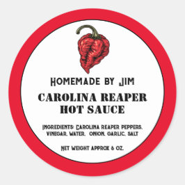 Modernes Carolina Sensenmann Pepper Hot Sauce Labe Runder Aufkleber