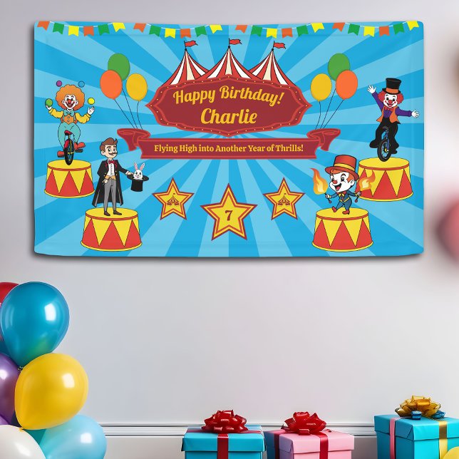 Modernes Cartoon Circus Kids-Party-Banner Banner (Von Creator hochgeladen)