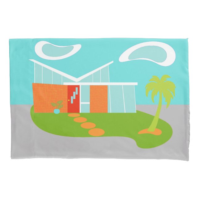 Modernes Cartoon Haus Pillowcase aus dem Mittelalt Kissenbezug (Vorderseite)