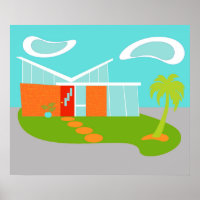 Modernes Cartoon House Poster aus dem Mittelalter