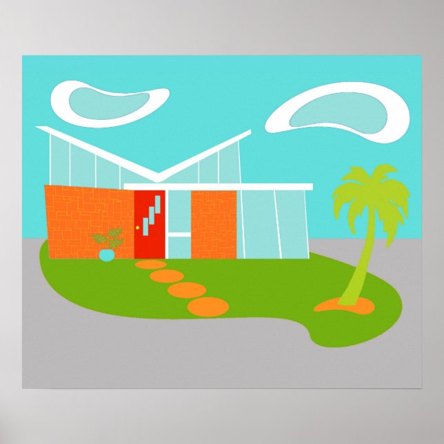Modernes Cartoon House Poster aus dem Mittelalter (Vorne)