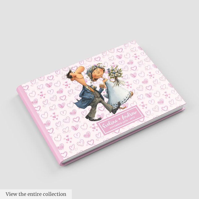 Modernes Cartoon Wedding Couple Gästebuch (Modern Cartoon Wedding Couple Guest book)