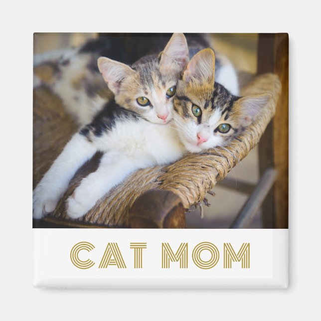 Modernes Cat Mama Foto Magnet (Vorne)