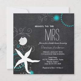 Modernes Chalkboard Beach Wedding Brautparty Einladung