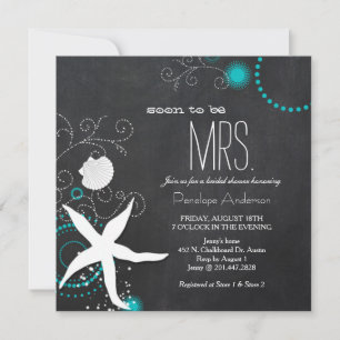 Modernes Chalkboard Beach Wedding Brautparty Einladung