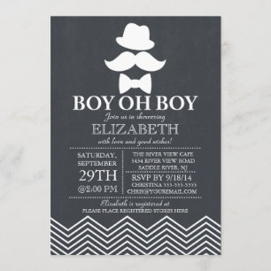 Modernes Chalkboard Little Man Mustache Babydusche Einladung