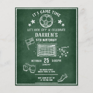 Modernes Chalkboard Soccer Budget Geburtstag Einla