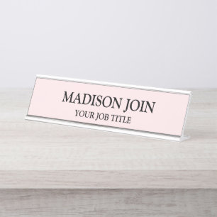 Modernes Chambray rosa Schreibtisch Name Plakat Schreibtischnamensplakette