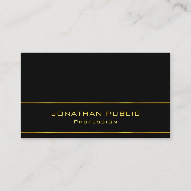 Modernes, charmantes Black Gold Template Elegant T Visitenkarte (Vorderseite)