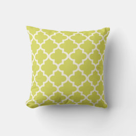 Modernes Chartreuse marokkanisches Quatrefolienmus Kissen