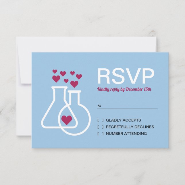 Modernes Chemie-Herz-Hochzeit RSVP Karte (Vorderseite)