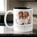 Modernes Chic Best Friends BESTE FREUNDIN Foto Zweifarbige Tasse<br><div class="desc">Design setzt sich aus lustiger und spielerischer Typografie mit Sans Serif und Serif Schriftart zusammen. Fügen Sie ein benutzerdefiniertes Foto hinzu.</div>