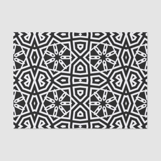 Modernes Chic Black & White Geometric-Muster Seidenpapier (Vorderseite)