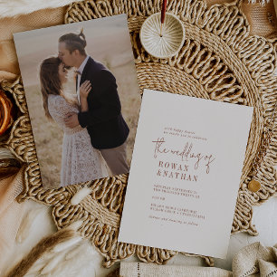 Modernes Chic Boho Cream Foto Back Wedding Einladung