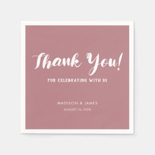 Modernes Chic Dusty Rose Script Danke Hochzeit Serviette