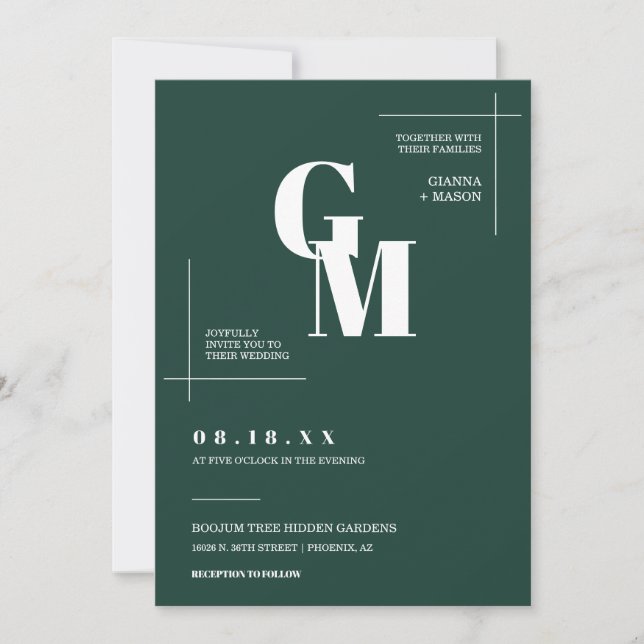 Modernes Chic Emerald Green Wedding QR Code Foto Einladung (Vorderseite)