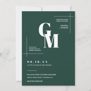 Modernes Chic Emerald Green Wedding QR Code Foto Einladung