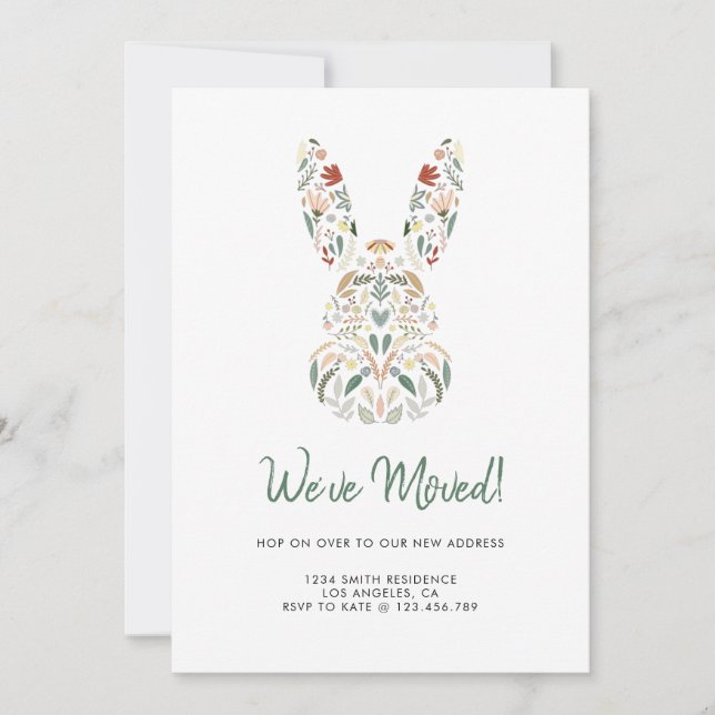 Modernes Chic Floral Bunny Oaster Wir haben uns be Einladung (Vorderseite)