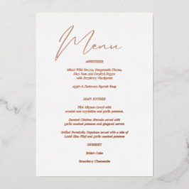 Modernes Chic Foil & White Menu Folieneinladung