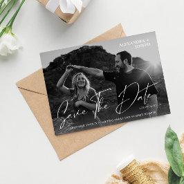 Modernes Chic Foto BW Datum Save the Date weiß Einladung
