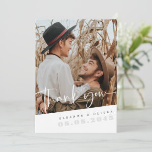 Modernes Chic-Foto   Einfaches Hochzeitsschreiben Dankeskarte