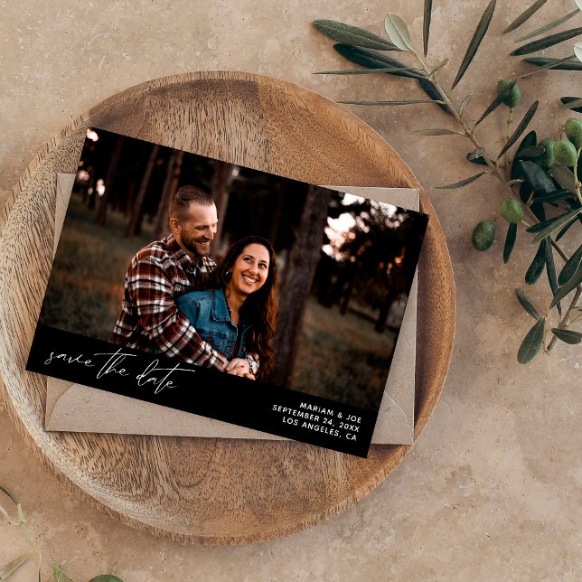 Modernes Chic Foto Horizontal Save the Date Weiß B Einladung (Von Creator hochgeladen)