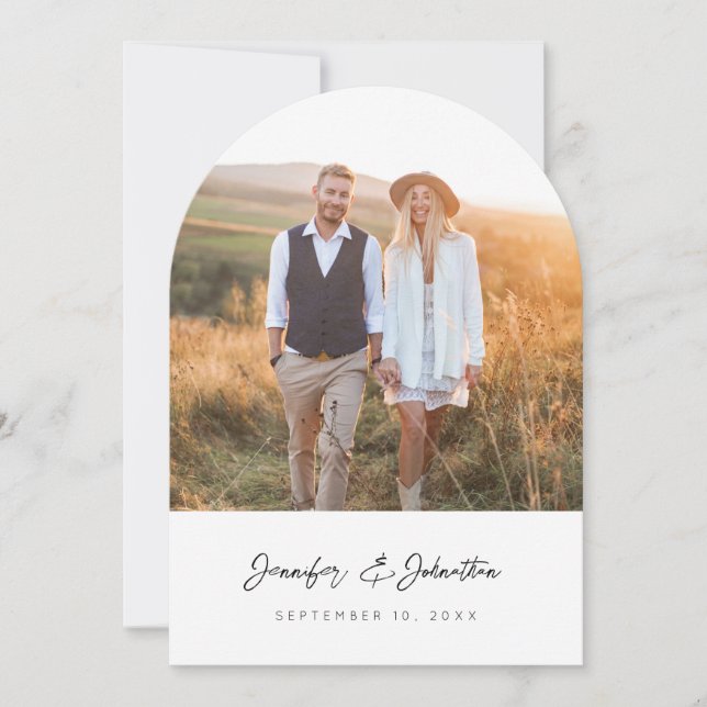 Modernes Chic Foto Verti W Save the Date V2 Arc Einladung (Vorderseite)
