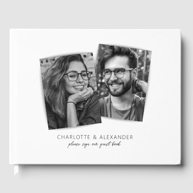 Modernes Chic Foto Wedding Guest Book Gästebuch (Vorderseite)