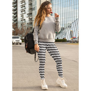 Modernes Chic Geometric Schwarz-weiß Zig Zag Must Leggings