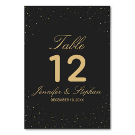 Modernes Chic-Gold auf schwarzen Tischnummern