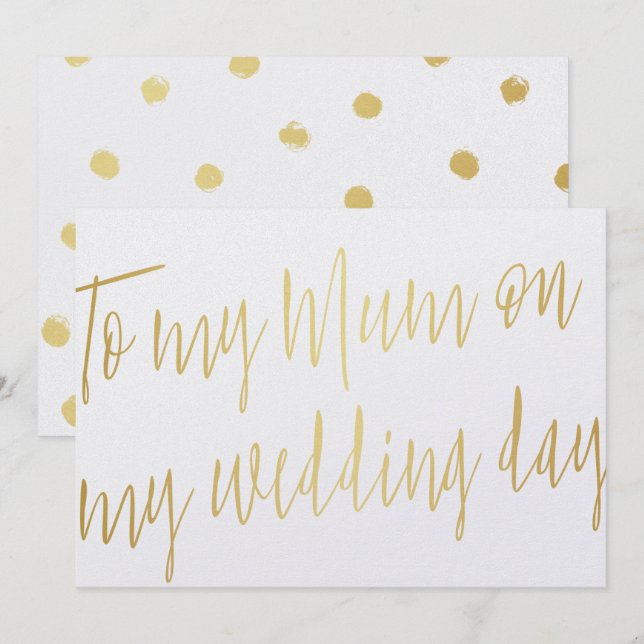 Modernes Chic Gold "To my mum on my wedday" Einladung (Vorne/Hinten)