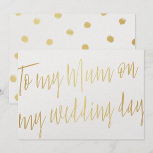 Modernes Chic Gold "To my mum on my wedday" Einladung
