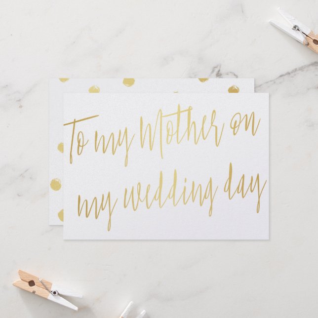 Modernes Chic Gold "Zu meiner Mutter am Hochzeitst Karte (Vorderseite/Rückseite Beispiel)