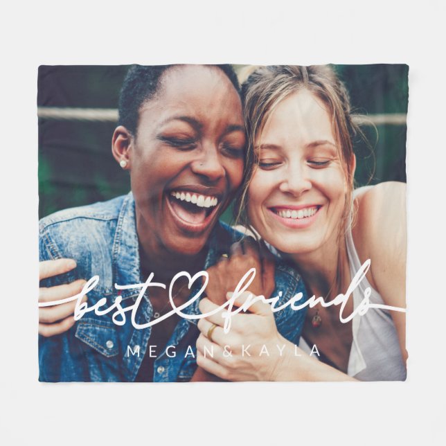 Modernes Chic Herzstück Beste Freunde Besties BEST Fleecedecke (Vorderseite (Horizontal))