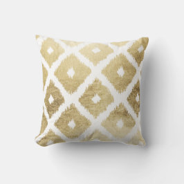 Modernes Chic-Imitat-Goldblatt ikat Muster Kissen