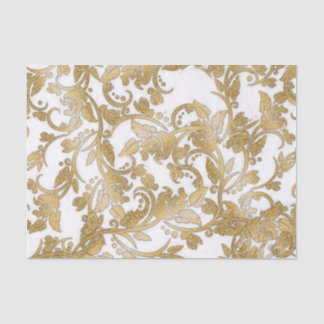 Modernes Chic-Imitatgoldweiße Glitter-Blumen Seidenpapier