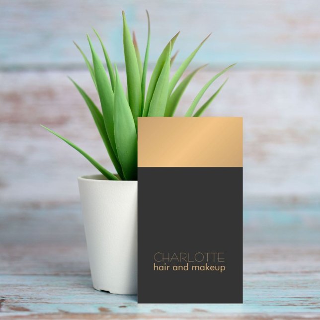 Modernes Chic Kupfer Grau Hair und Makeup Visitenkarte (Von Creator hochgeladen)