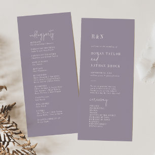 Modernes Chic Lavender Lila Flat Wedding Programm