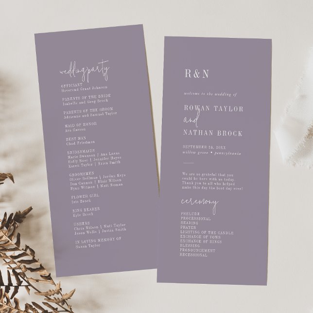 Modernes Chic Lavender Lila Flat Wedding Programm (Von Creator hochgeladen)