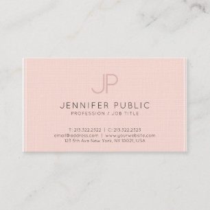 Modernes Chic Monogram Blush Pink Luxury Trendy Visitenkarte
