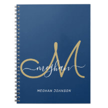 Modernes Chic Navy Gold Script Mit Monogramm