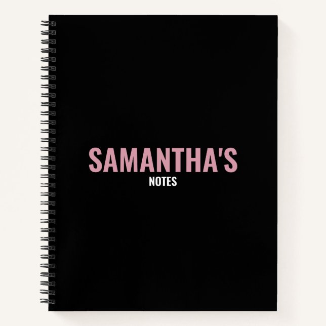 Modernes Chic Rosa und Schwarz Notizbuch (Vorderseite)