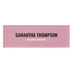 Modernes Chic Rosa, Weiß und Schwarz Namenschild